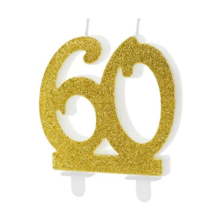 Arany csillámos gyertya - 60