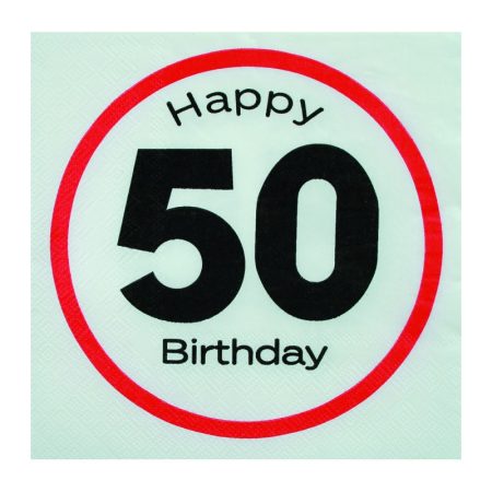 Sebességkorlátozó Happy Birthday 50. szalvéta