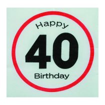 Sebességkorlátozó Happy Birthday 40. szalvéta