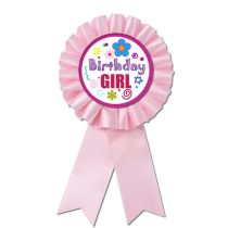 Kitűző rozettás, Birthday Girl felirattal