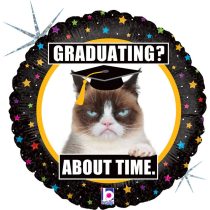   45 cm-es Grumpy cat ballagós kalapban Graduating? fólia lufi