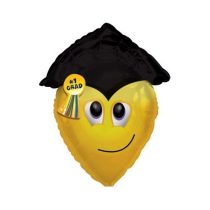 56 cm-es vékony Smiley fej ballagási fólia lufi