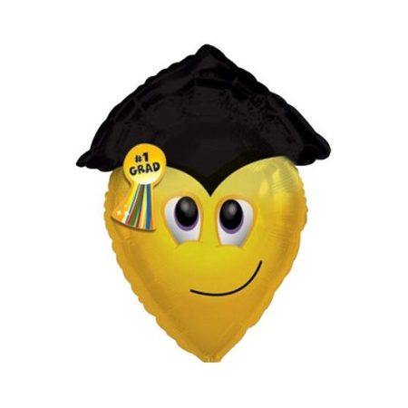 56 cm-es vékony Smiley fej ballagási fólia lufi