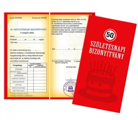 50. Születésnapi bizonyítvány