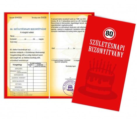 80. Születésnapi bizonyítvány 80. Születésnapi bizonyítvány
