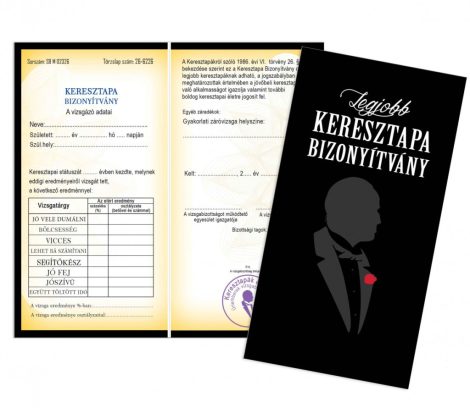 Legjobb Keresztapa bizonyítvány Legjobb Keresztapa bizonyítvány