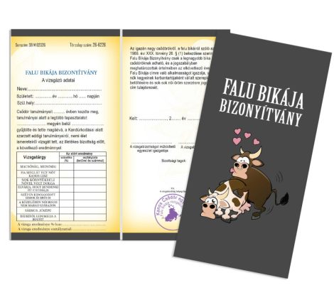 Falu bikája bizonyítvány