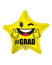 45 cm-es csillag alakú Smiley ballagási fólia lufi