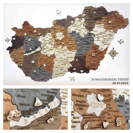 Fa 3D puzzle Magyarország térkép - 108 cm*54 cm