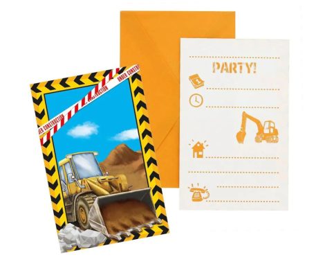 Építkezés Party meghívó, 6 db/csomag