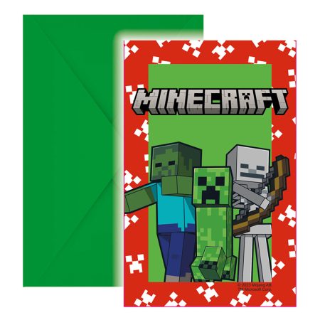 Minecraft party meghívó 6 db/csomag Minecraft party meghívó 6 db/csomag