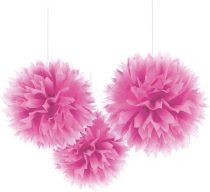 Pink bolyhos dekoráció, 3 db/csomag