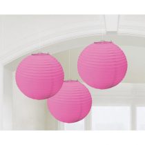 Rózsaszín gömb lampion, 3 db/csomag