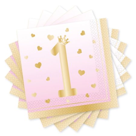 Pink ombre szalvéta első szülinapra, 16 db/csomag