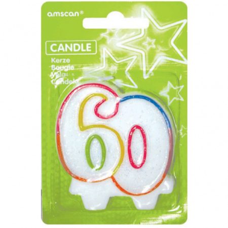 60-as színes keretes szülinapi számgyertya