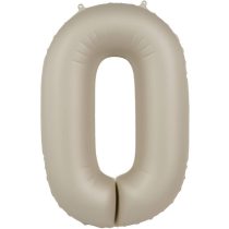86 cm-es 0-ás matt krémfehér szám fólia lufi