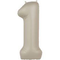 86 cm-es 1-es matt krémfehér szám fólia lufi
