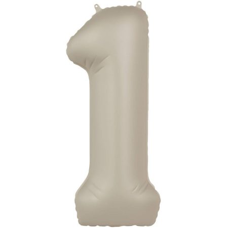 86 cm-es 1-es matt krémfehér szám fólia lufi