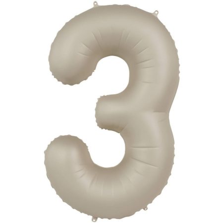 86 cm-es 3-as matt krémfehér szám fólia lufi