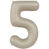 86 cm-es 5-ös matt krémfehér szám fólia lufi