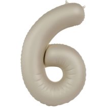 86 cm-es 6-os matt krémfehér szám fólia lufi