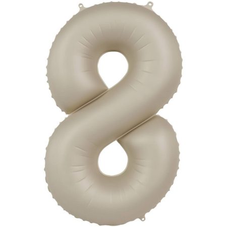 86 cm-es 8-as matt krémfehér szám fólia lufi