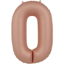 86 cm-es 0-ás matt púderrózsaszín szám fólia lufi
