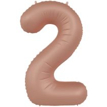 86 cm-es 2-es matt púderrózsaszín szám fólia lufi