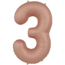 86 cm-es 3-as matt púderrózsaszín szám fólia lufi