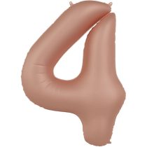 86 cm-es 4-es matt púderrózsaszín szám fólia lufi