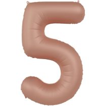 86 cm-es 5-ös matt púderrózsaszín szám fólia lufi