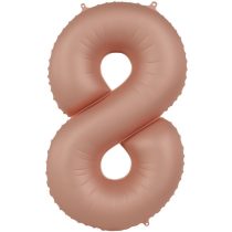 86 cm-es 8-as matt púderrózsaszín szám fólia lufi