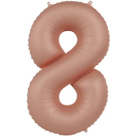 86 cm-es 8-as matt púderrózsaszín szám fólia lufi