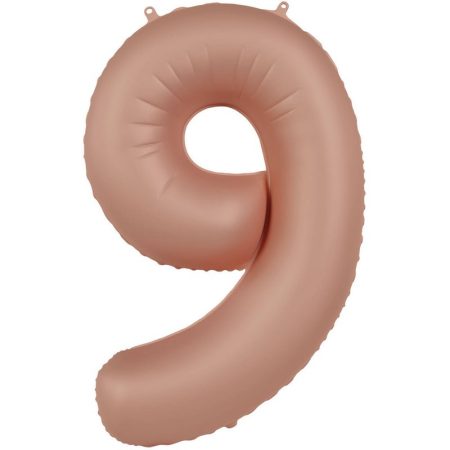 86 cm-es 9-es matt púderrózsaszín szám fólia lufi