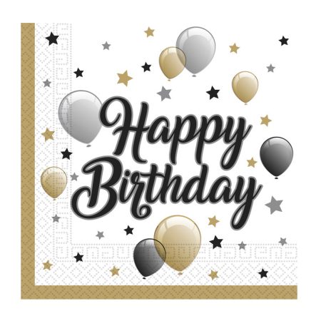 Happy Birthday elegáns szalvéta, 20 db/csomag Happy Birthday elegáns szalvéta, 20 db/csomag