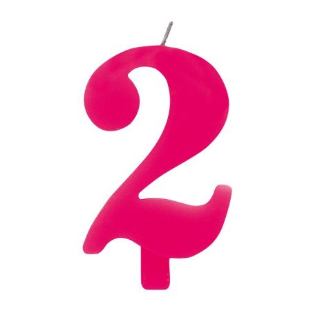 2-es Csillagszórós Rózsaszín Szülinapi Számgyertya Tartóval