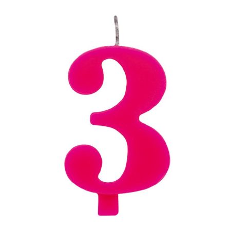 3-as Csillagszórós Rózsaszín Szülinapi Számgyertya Tartóval