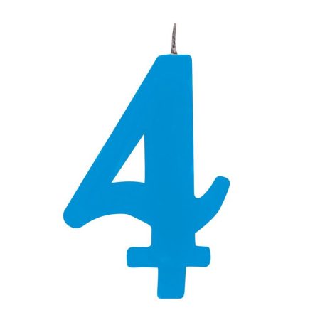 4-es Csillagszórós Kék Szülinapi Számgyertya Tartóval