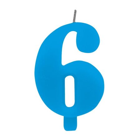 6-os Csillagszórós Kék Szülinapi Számgyertya Tartóval