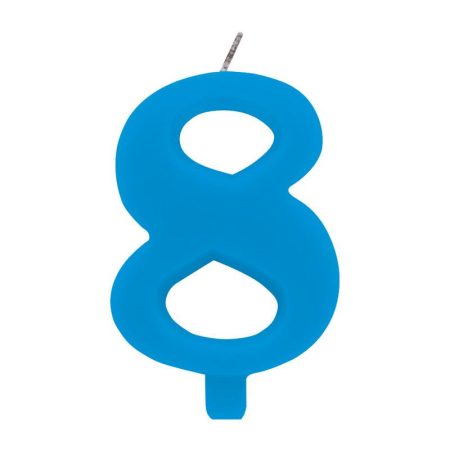 8-as Csillagszórós Kék Szülinapi Számgyertya Tartóval