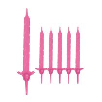 Rózsaszín szülinapi gyertya tartóval, 24 db-os