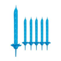 Kék szülinapi gyertya tartóval, 24 db-os