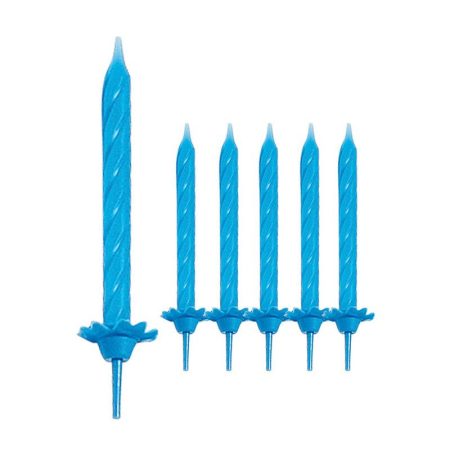Kék szülinapi gyertya tartóval, 24 db-os
