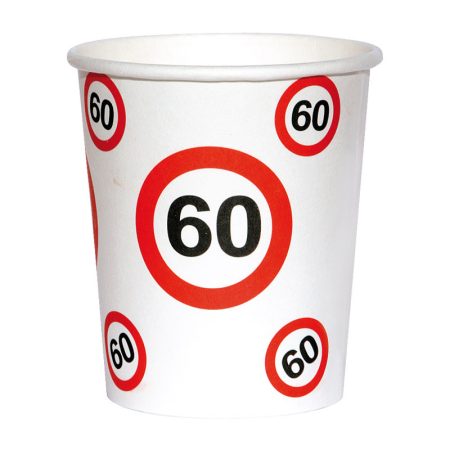 Sebességkorlátozó 60-as szülinapi pohár, 6 db/csomag Sebességkorlátozó 60-as szülinapi pohár, 6 db/csomag