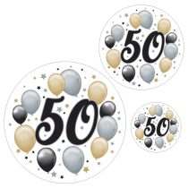 50-es szülinapi elegáns matrica, 8 db/csomag
