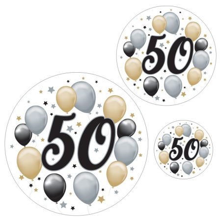 50-es szülinapi elegáns matrica, 8 db/csomag