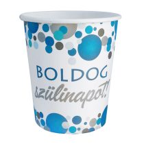   Boldog Szülinapot! kék pasztell konfettis papír pohár, 6 db-os