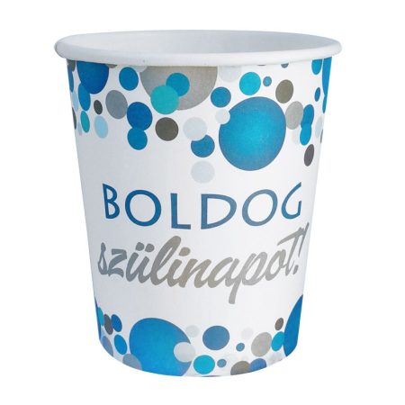 Boldog Szülinapot! kék pasztell konfettis papír pohár, 6 db-os Boldog Szülinapot! kék pasztell konfettis papír pohár, 6 db-os