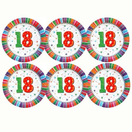 Radiant 18-as szülinapi tányér, 6 db/csomag