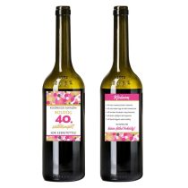   Boldog 40. Születésnapot! rózsaszín konfettis üveg cimke, 2 db/csomag